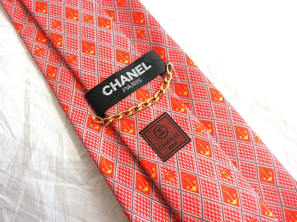 Men's Unworn CHANEL PARIS set of 2 Citrus color anchor logo men's ties