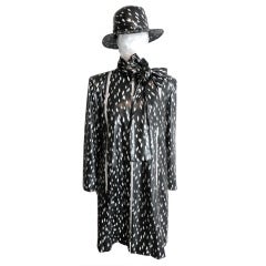 Retro PAULINE TRIGÉRE & FRANK OLIVE 1960's printed rainwear coat & hat
