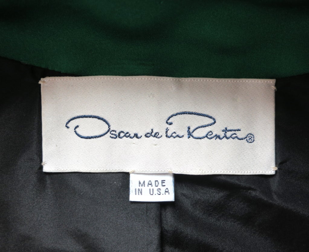 OSCAR DE LA RENTA 1990's satin color blocked jacket fur poms 4