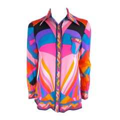 Vintage LEONARD PARIS 1970
s era geometric printed shirt