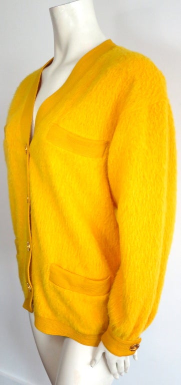 Vintage NINA RICCI 1970's golden yellow wool & alpaca jacket 1