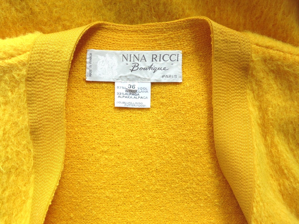 Vintage NINA RICCI 1970's golden yellow wool & alpaca jacket 3
