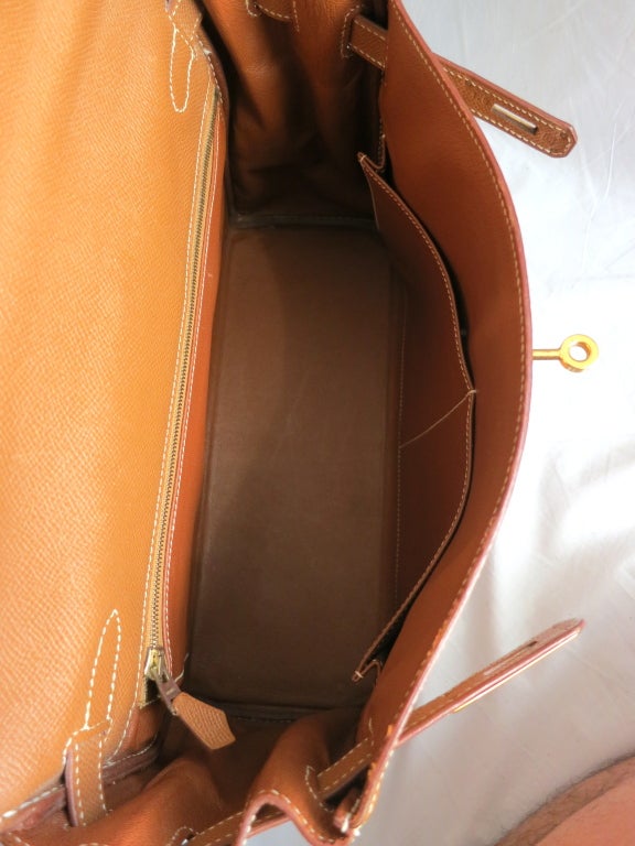 HERMES PARIS Kelly bag 32cm Tan leather gold hardware 3