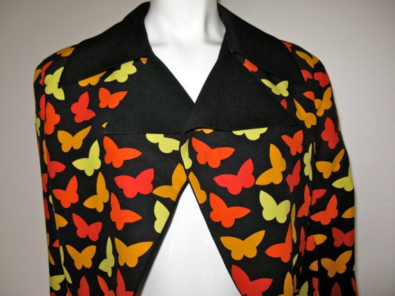 Women's Vintage GALANOS 1980's era butterfly printed jacket