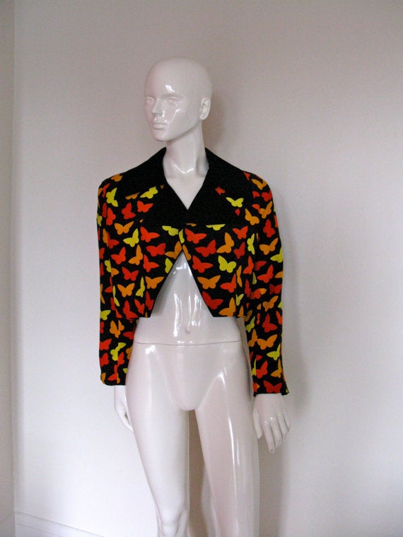 Vintage GALANOS 1980's era butterfly printed jacket 1