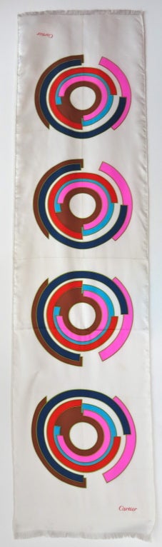 Vintage CARTIER PARIS silk geo circle print scarf 67
