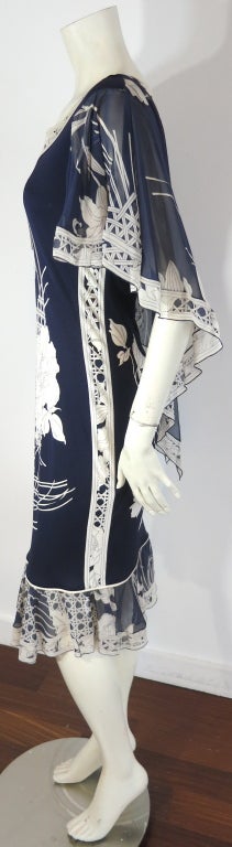Vintage LEONARD PARIS 1970's Veranda floral print silk dress 1