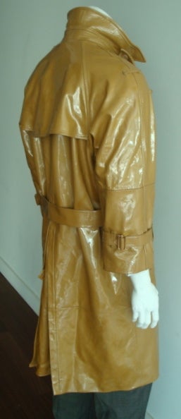 YSL YVES SAINT LAURENT Men's olive patent leather trench coat 3