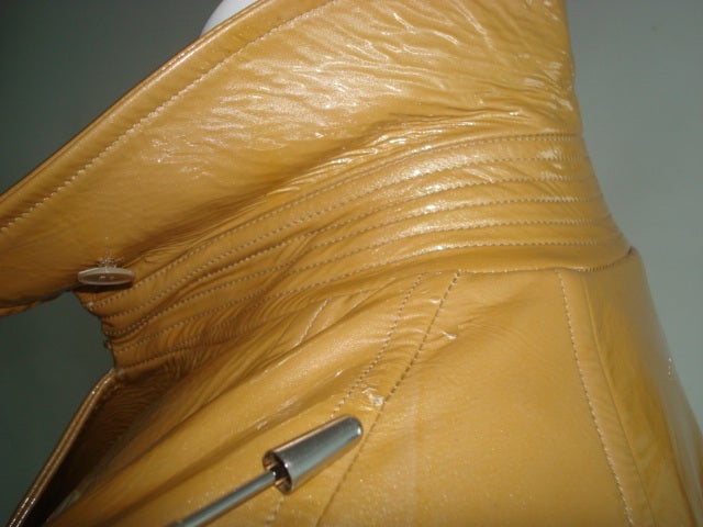 YSL YVES SAINT LAURENT Men's olive patent leather trench coat 4