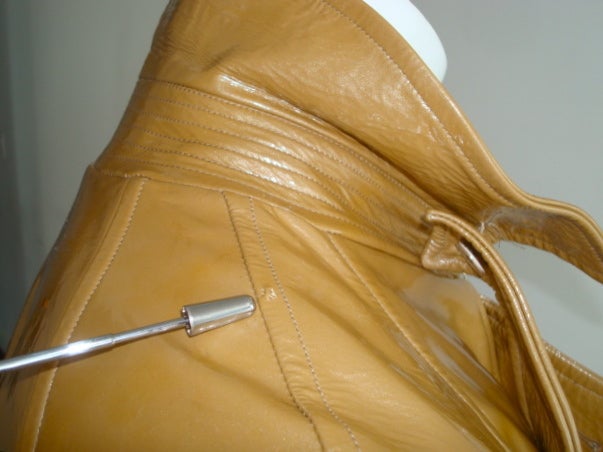 YSL YVES SAINT LAURENT Men's olive patent leather trench coat 5