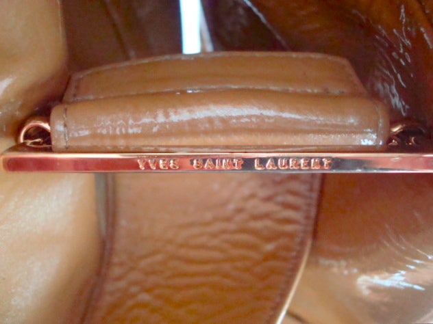 YSL YVES SAINT LAURENT Men's olive patent leather trench coat 6
