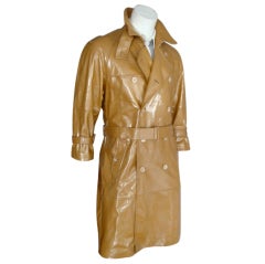 YSL YVES SAINT LAURENT Men's olive patent leather trench coat