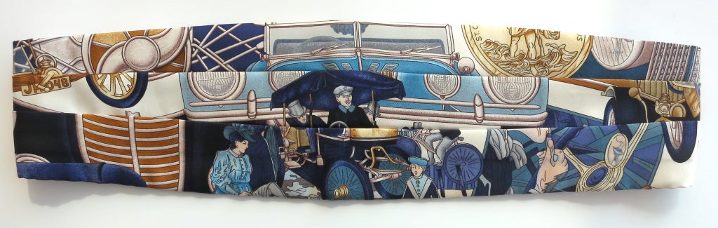 1980s Hermes Night Skyscape Silk Cummerbund & Bowtie Set