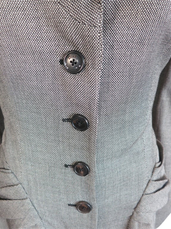 CHRISTIAN DIOR Gray birdseye wool skirt suit For Sale 1