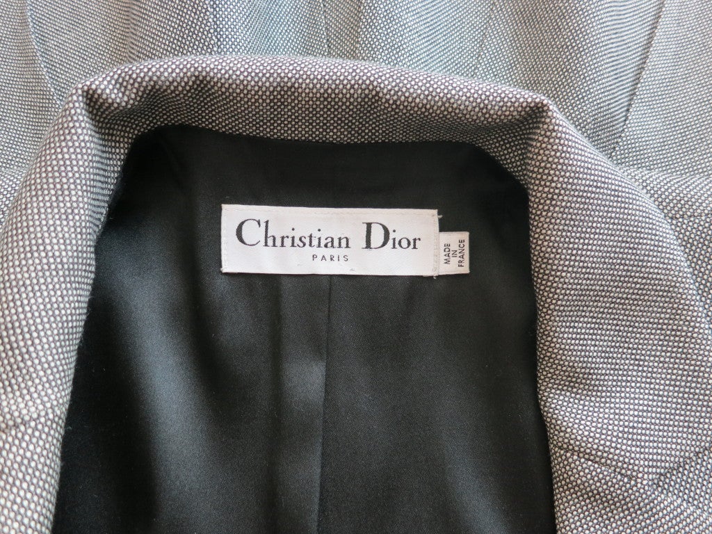 CHRISTIAN DIOR Gray birdseye wool skirt suit For Sale 6