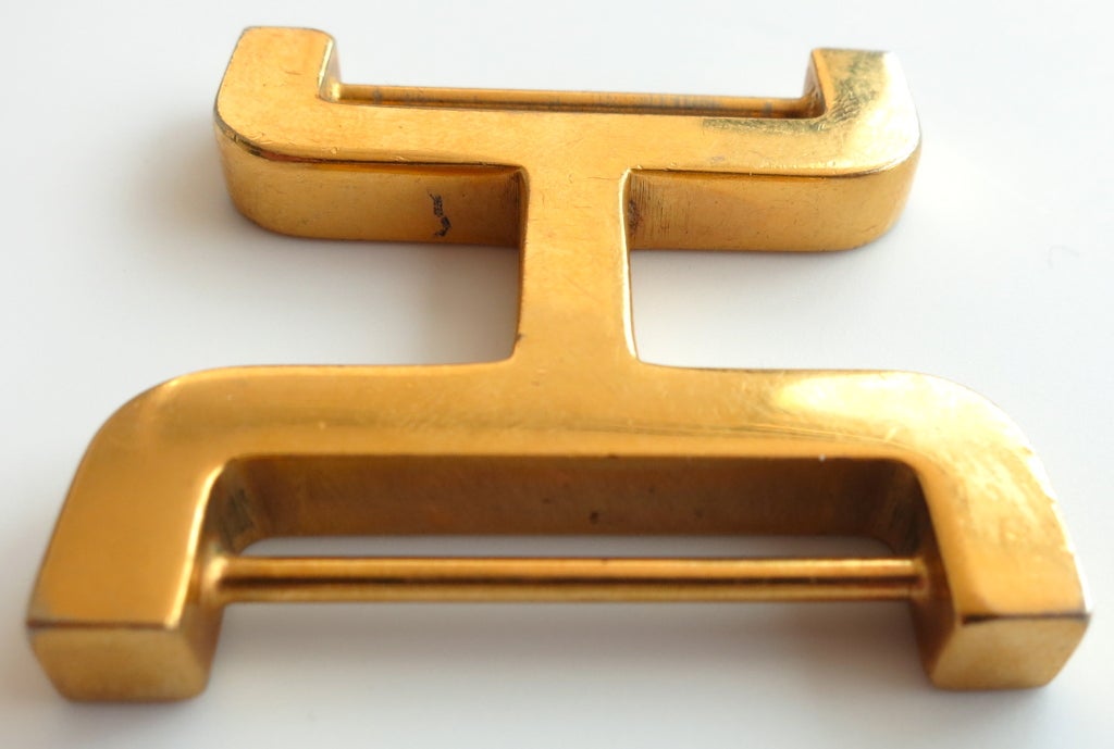 Vintage HERMÉS PARIS H logo engraved metal belt hardware For Sale 2