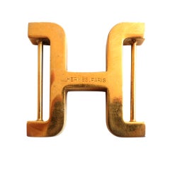 Vintage HERMÉS PARIS H logo engraved metal belt hardware
