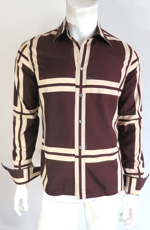 GUCCI Tom Ford era Men's signed printed silk shirt