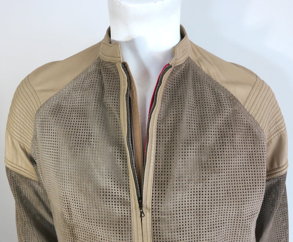 Vintage GIANFRANCO FERRE Men's perforated suede & leather jacket 1
