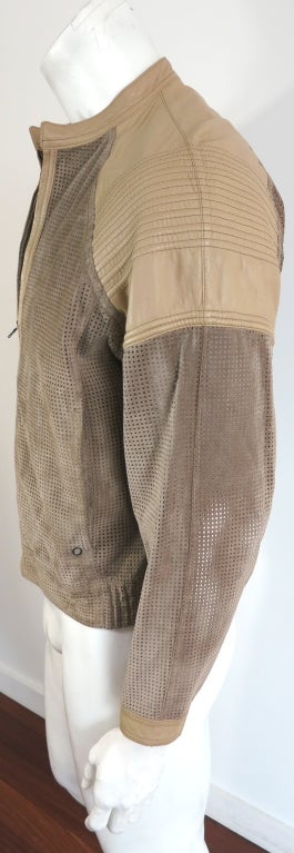 Vintage GIANFRANCO FERRE Men's perforated suede & leather jacket 2