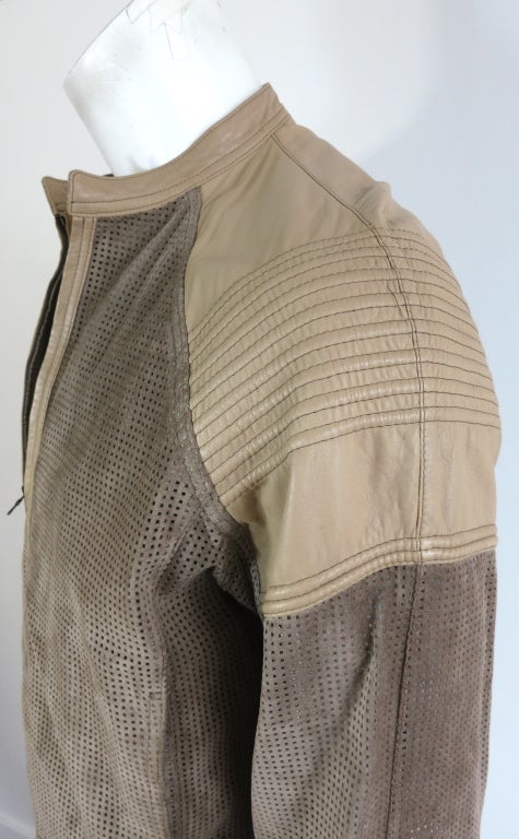 Vintage GIANFRANCO FERRE Men's perforated suede & leather jacket 3