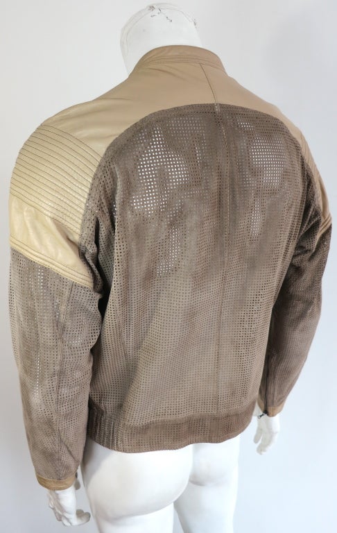 Vintage GIANFRANCO FERRE Men's perforated suede & leather jacket 4