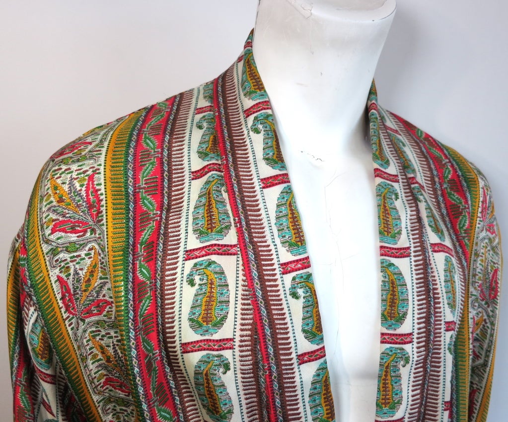 Vintage TURNBULL & ASSER 60's paisley & cannabis leaf silk robe In Excellent Condition In Newport Beach, CA