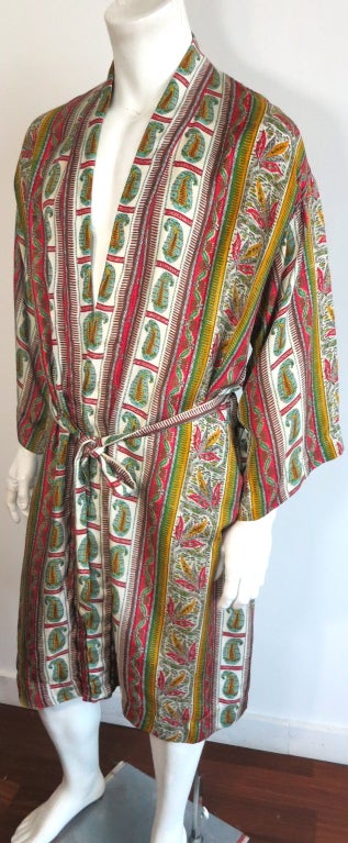 Men's Vintage TURNBULL & ASSER 60's paisley & cannabis leaf silk robe
