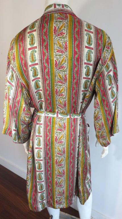 Vintage TURNBULL & ASSER 60's paisley & cannabis leaf silk robe 2