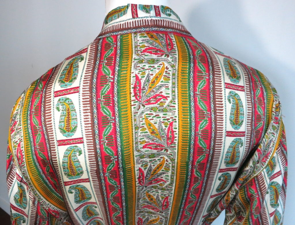 Vintage TURNBULL & ASSER 60's paisley & cannabis leaf silk robe 3