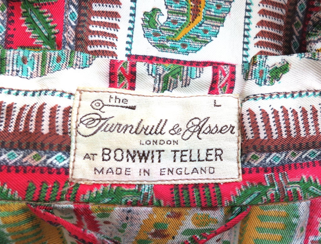 Vintage TURNBULL & ASSER 60's paisley & cannabis leaf silk robe 4