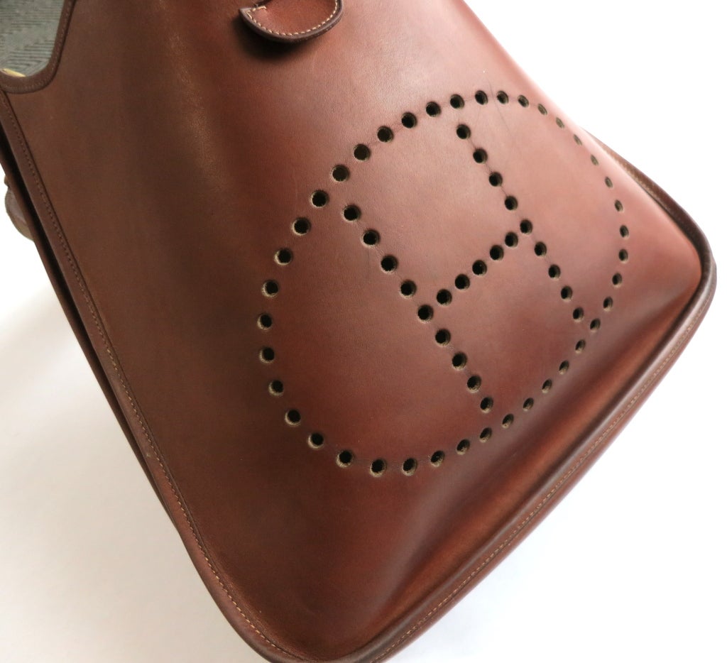 Vintage HERMÉS PARIS 1979 Evelyne Satteltasche aus braunem Leder 1