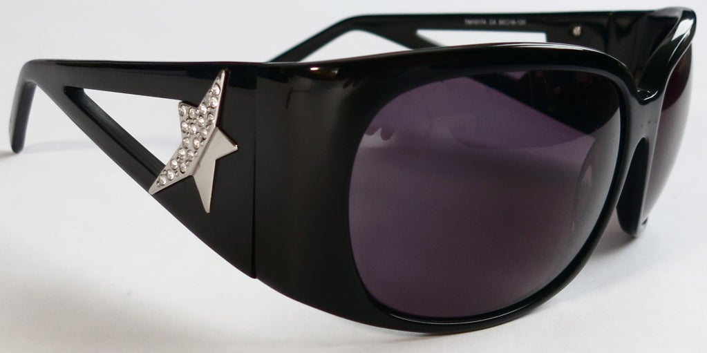 Women's THIERRY MUGLER Jet black sunglasses with Swarovski crystal star