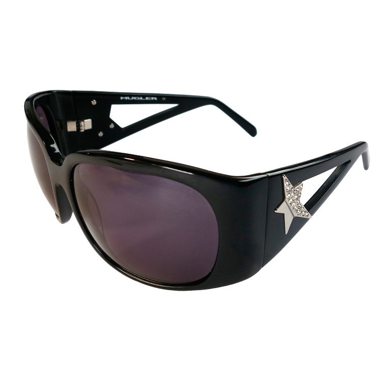 THIERRY MUGLER Jet black sunglasses with Swarovski crystal star