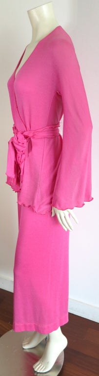 Vintage STEPHEN BURROWS 1970's 3pc. pink lettuce hem ensemble In Excellent Condition For Sale In Newport Beach, CA
