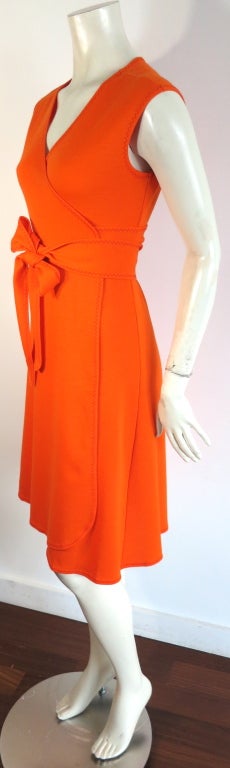 Women's Vintage STEPHEN BURROWS 1970's tangerine knit jersey wrap dress