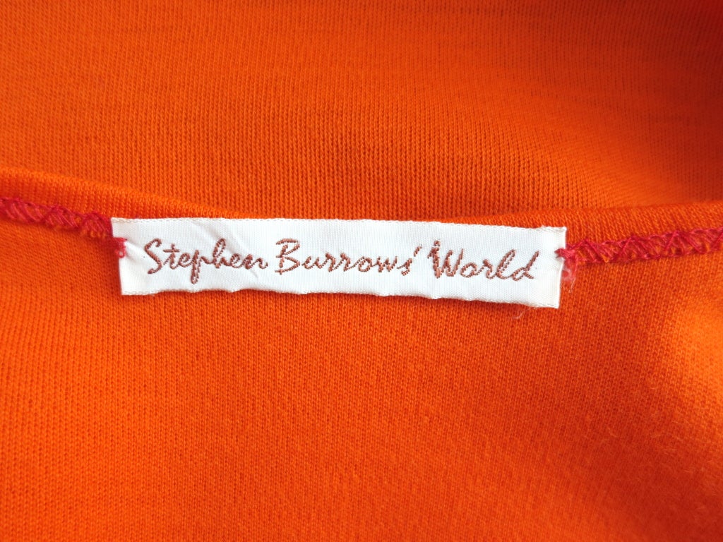Vintage STEPHEN BURROWS 1970's tangerine knit jersey wrap dress 3