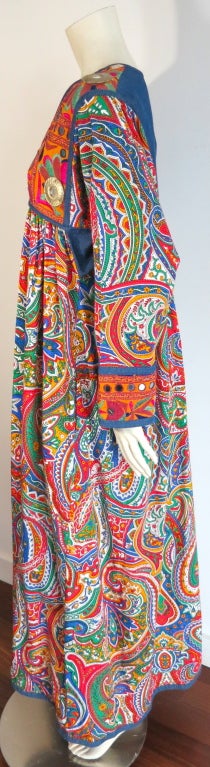 Pink MOSCHINO COUTURE! 1994 ethnic embroidered paisley kaftan dress For Sale