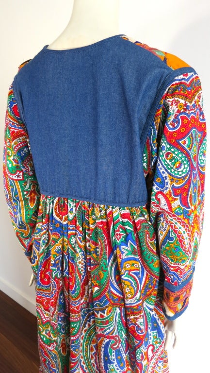 MOSCHINO COUTURE! 1994 ethnic embroidered paisley kaftan dress For Sale 1