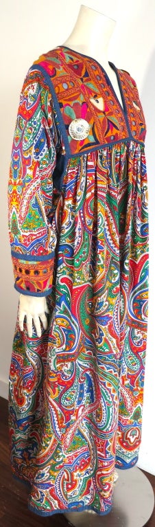 MOSCHINO COUTURE! 1994 ethnic embroidered paisley kaftan dress For Sale 2