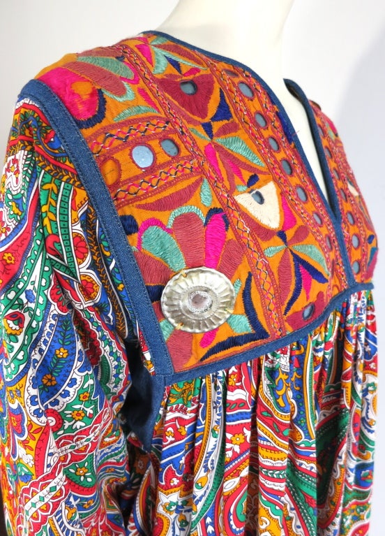 MOSCHINO COUTURE! 1994 ethnic embroidered paisley kaftan dress For Sale 3