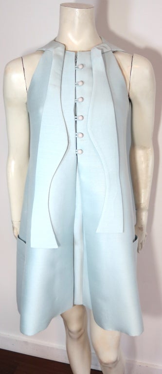 Vintage GEOFFREY BEENE 1960's Celeste silk bow tie dress In Good Condition In Newport Beach, CA