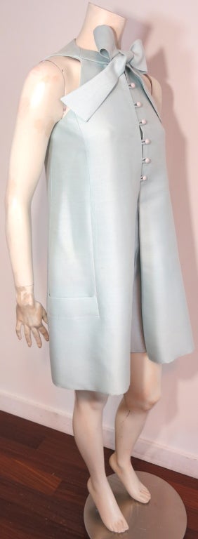 Vintage GEOFFREY BEENE 1960's Celeste silk bow tie dress 3