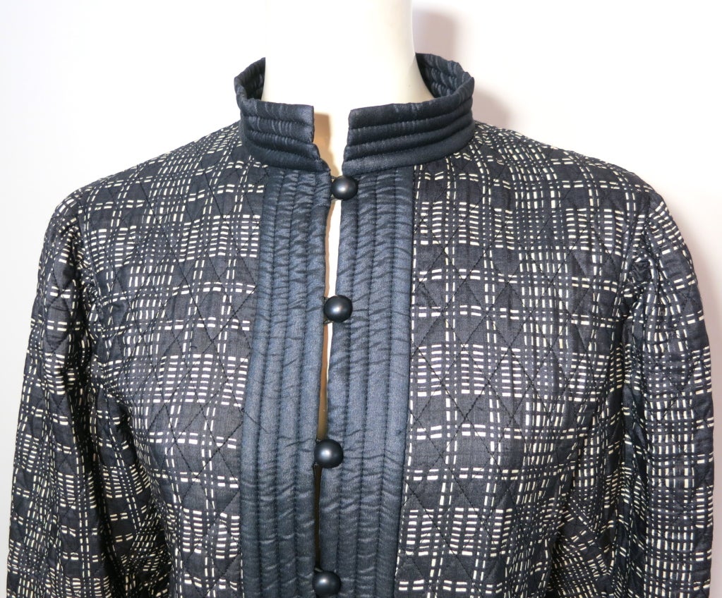 Vintage YVES SAINT LAURENT 1980's pure silk modern plaid jacket
