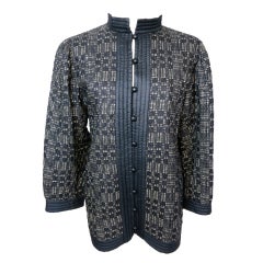 Vintage YVES SAINT LAURENT 1980's pure silk modern plaid jacket