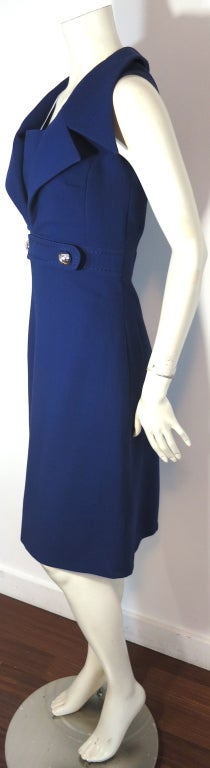 Vintage GEOFFREY BEENE late 1960's Ultramarine lapel dress For Sale 2