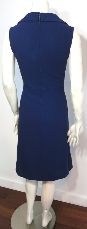 Vintage GEOFFREY BEENE late 1960's Ultramarine lapel dress For Sale 3