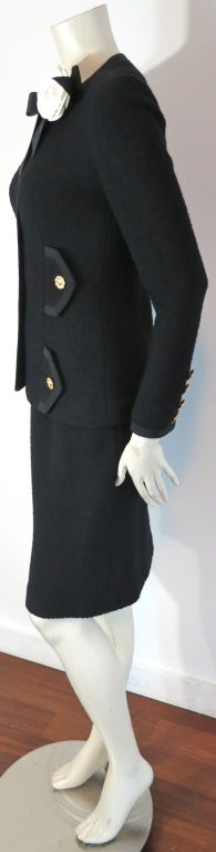 Vintage ADOLFO 1970's Classic black knit skirt suit 3