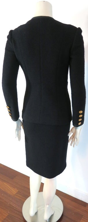Vintage ADOLFO 1970's Classic black knit skirt suit 4