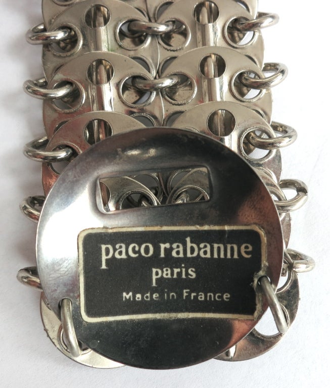 Vintage PACO RABANNE Made in France chain mail bracelet cuff 3